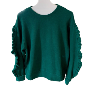 A New Day Green Ruffle Long Sleeve Sweater